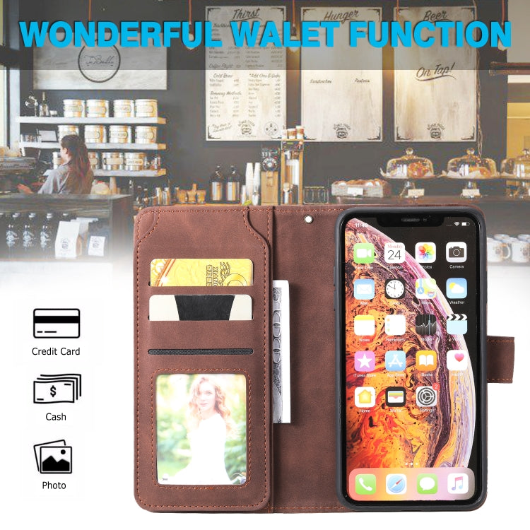 For iPhone XS Max Skin Feel Business Horizontal Flip PU Leather Case with Holder & Multi-Card Slots & Wallet & Lanyard & Photo Frame