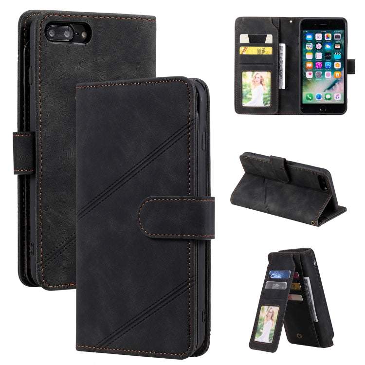 Skin Feel Business Horizontal Flip PU Leather Case with Holder & Multi-Card Slots & Wallet & Lanyard & Photo Frame For iPhone 8 Plus / 7 Plus
