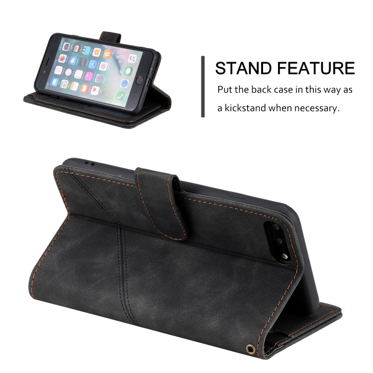 Skin Feel Business Horizontal Flip PU Leather Case with Holder & Multi-Card Slots & Wallet & Lanyard & Photo Frame For iPhone 8 Plus / 7 Plus