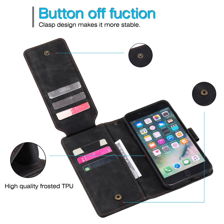 Skin Feel Business Horizontal Flip PU Leather Case with Holder & Multi-Card Slots & Wallet & Lanyard & Photo Frame For iPhone 8 Plus / 7 Plus
