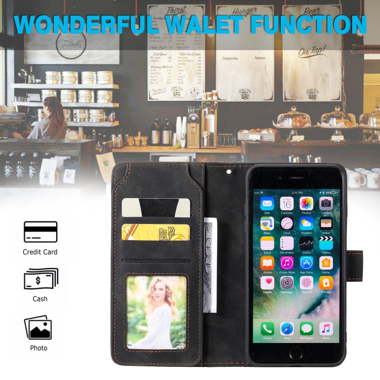 Skin Feel Business Horizontal Flip PU Leather Case with Holder & Multi-Card Slots & Wallet & Lanyard & Photo Frame For iPhone 8 Plus / 7 Plus