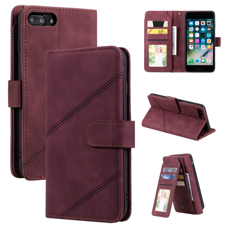 Skin Feel Business Horizontal Flip PU Leather Case with Holder & Multi-Card Slots & Wallet & Lanyard & Photo Frame For iPhone 8 Plus / 7 Plus