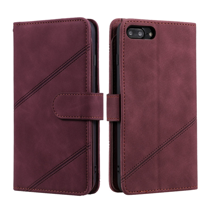 Skin Feel Business Horizontal Flip PU Leather Case with Holder & Multi-Card Slots & Wallet & Lanyard & Photo Frame For iPhone 8 Plus / 7 Plus