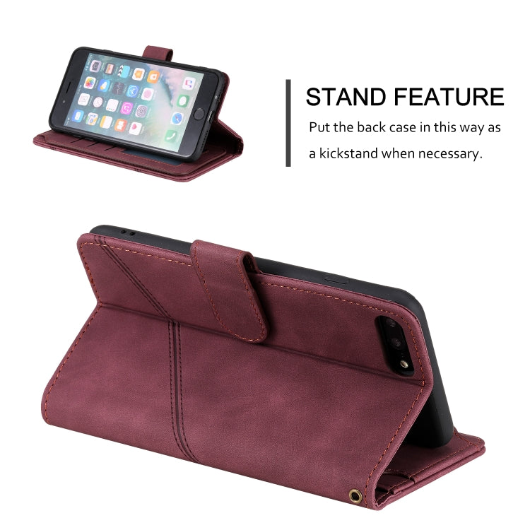 Skin Feel Business Horizontal Flip PU Leather Case with Holder & Multi-Card Slots & Wallet & Lanyard & Photo Frame For iPhone 8 Plus / 7 Plus