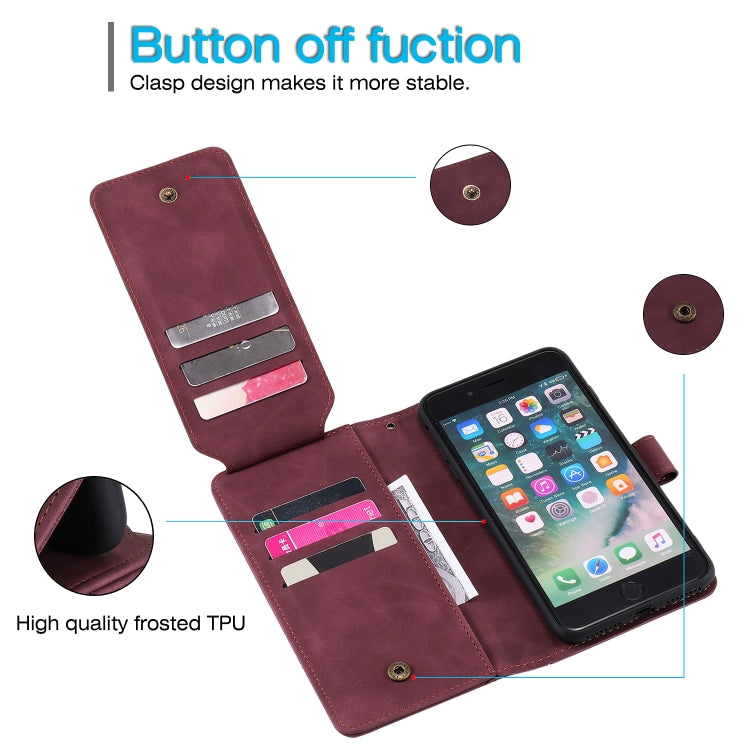 Skin Feel Business Horizontal Flip PU Leather Case with Holder & Multi-Card Slots & Wallet & Lanyard & Photo Frame For iPhone 8 Plus / 7 Plus