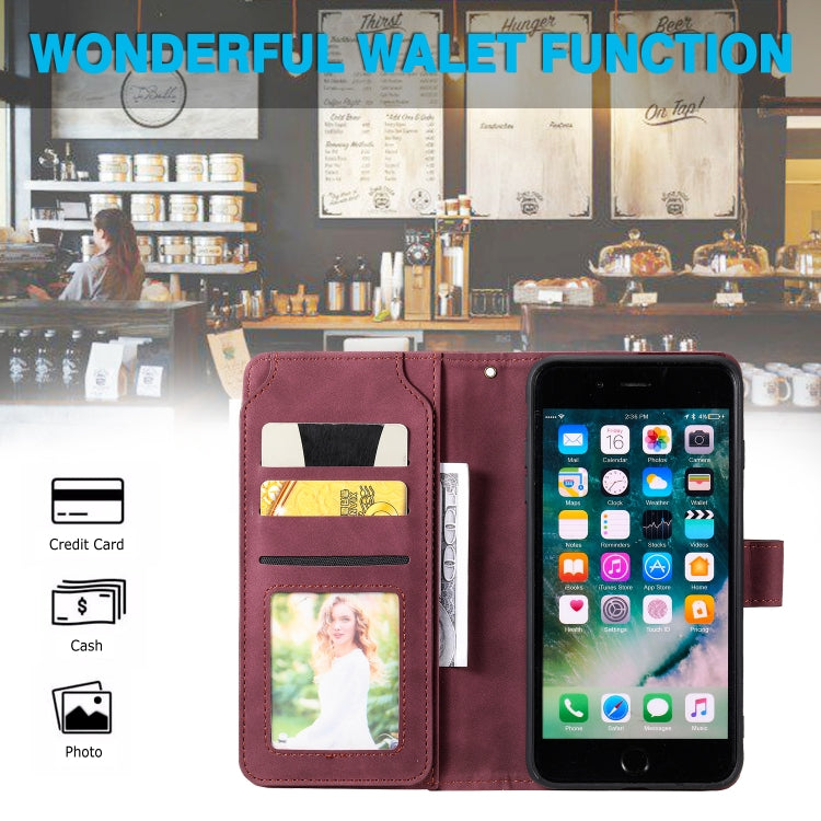 Skin Feel Business Horizontal Flip PU Leather Case with Holder & Multi-Card Slots & Wallet & Lanyard & Photo Frame For iPhone 8 Plus / 7 Plus