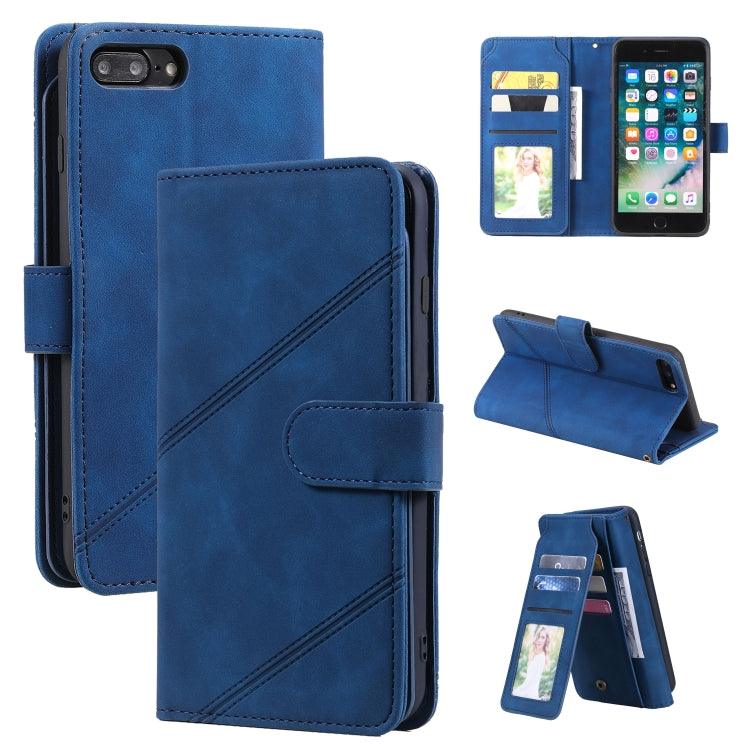 Skin Feel Business Horizontal Flip PU Leather Case with Holder & Multi-Card Slots & Wallet & Lanyard & Photo Frame For iPhone 8 Plus / 7 Plus