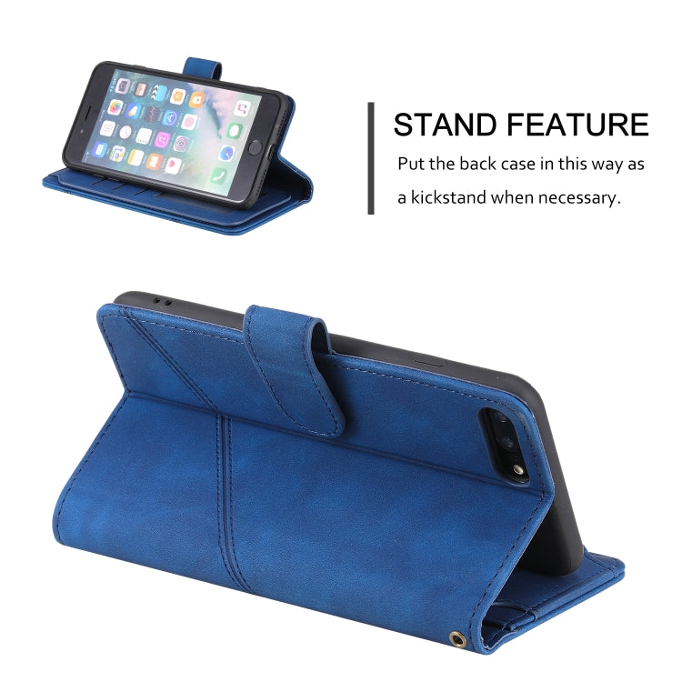 Skin Feel Business Horizontal Flip PU Leather Case with Holder & Multi-Card Slots & Wallet & Lanyard & Photo Frame For iPhone 8 Plus / 7 Plus