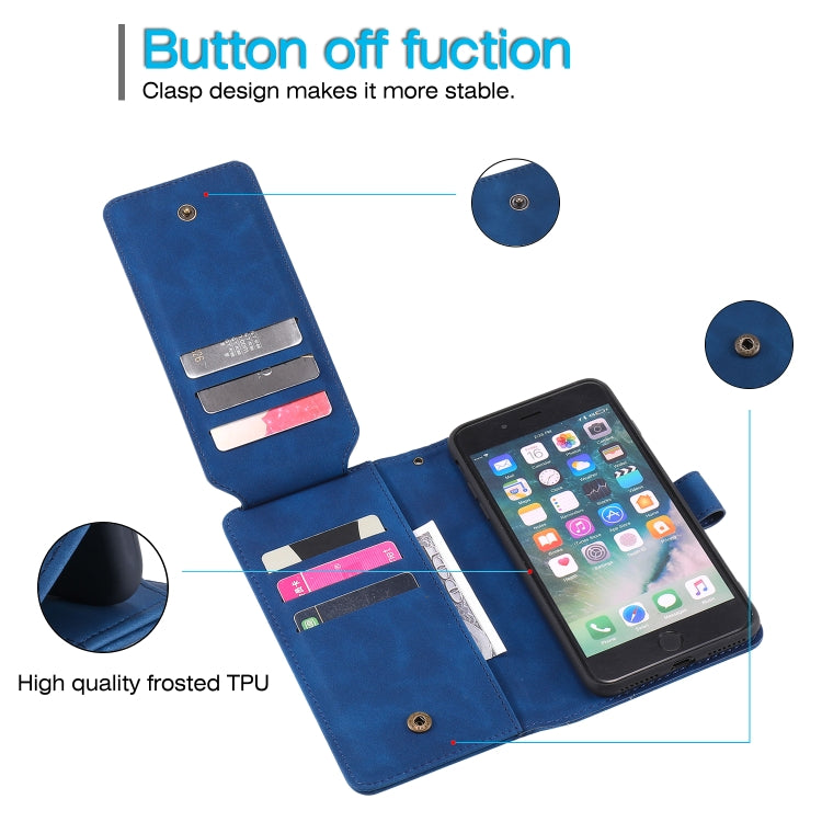 Skin Feel Business Horizontal Flip PU Leather Case with Holder & Multi-Card Slots & Wallet & Lanyard & Photo Frame For iPhone 8 Plus / 7 Plus