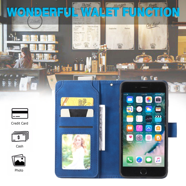 Skin Feel Business Horizontal Flip PU Leather Case with Holder & Multi-Card Slots & Wallet & Lanyard & Photo Frame For iPhone 8 Plus / 7 Plus