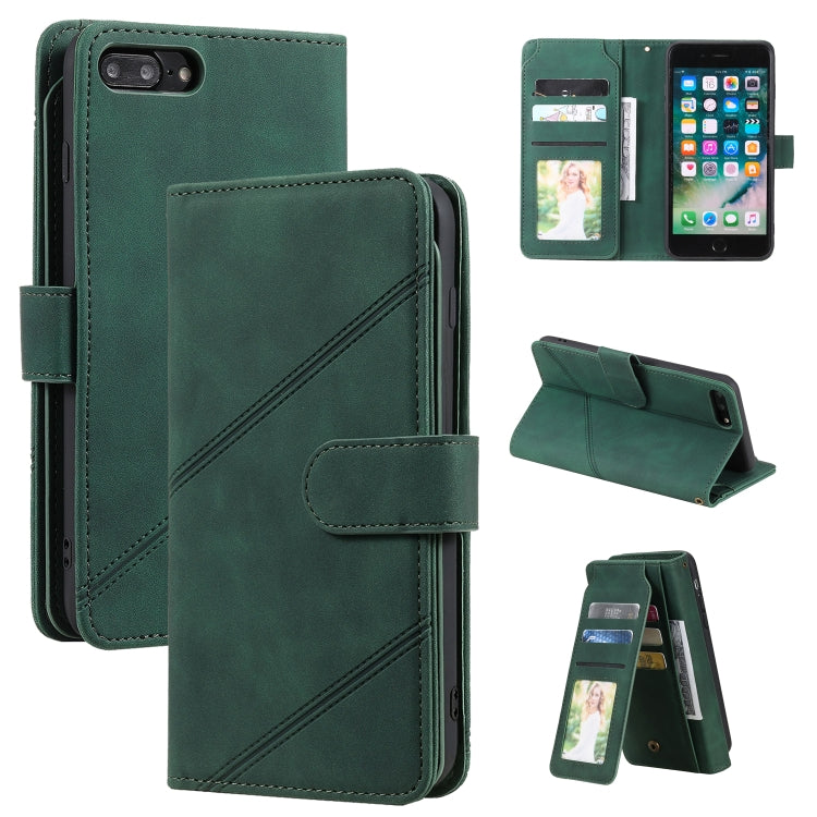 Skin Feel Business Horizontal Flip PU Leather Case with Holder & Multi-Card Slots & Wallet & Lanyard & Photo Frame For iPhone 8 Plus / 7 Plus