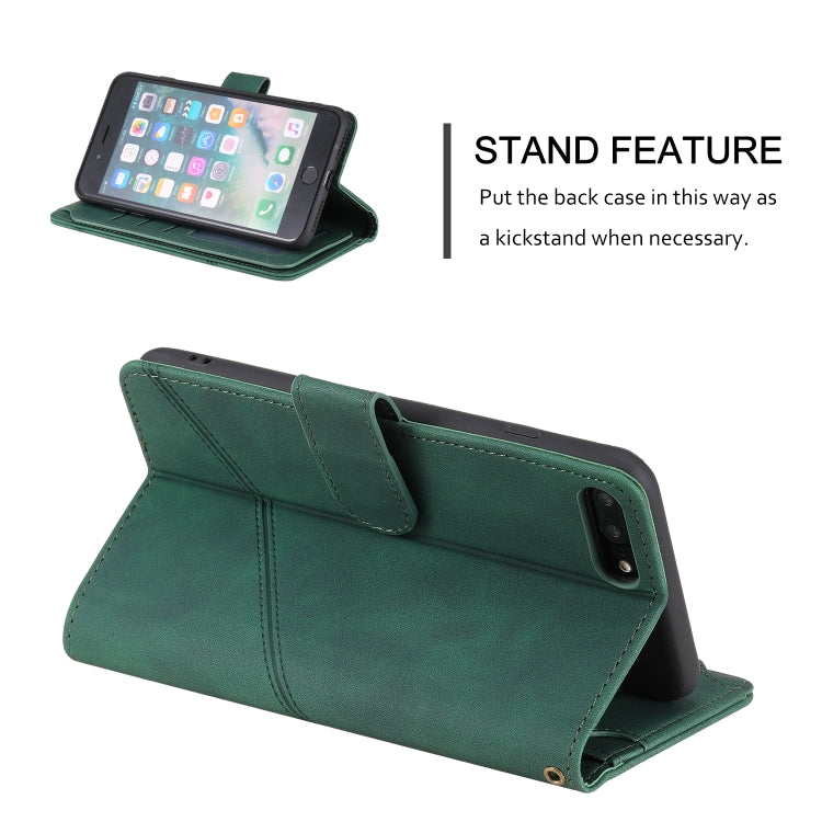 Skin Feel Business Horizontal Flip PU Leather Case with Holder & Multi-Card Slots & Wallet & Lanyard & Photo Frame For iPhone 8 Plus / 7 Plus