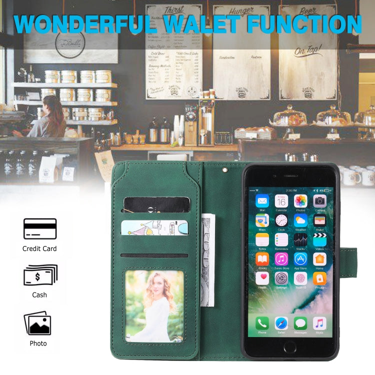Skin Feel Business Horizontal Flip PU Leather Case with Holder & Multi-Card Slots & Wallet & Lanyard & Photo Frame For iPhone 8 Plus / 7 Plus