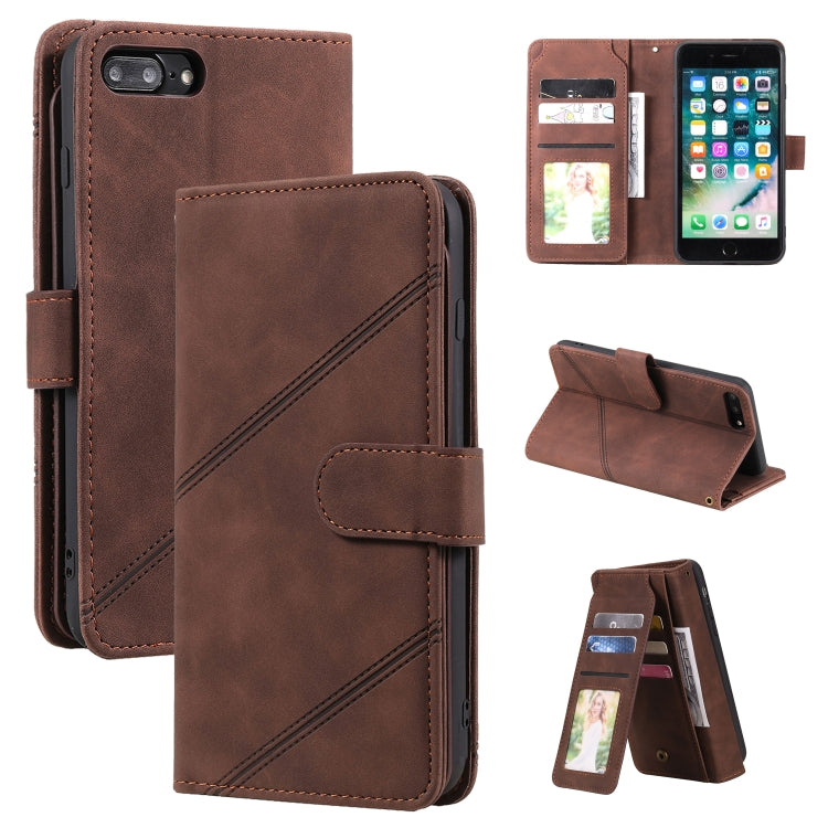 Skin Feel Business Horizontal Flip PU Leather Case with Holder & Multi-Card Slots & Wallet & Lanyard & Photo Frame For iPhone 8 Plus / 7 Plus