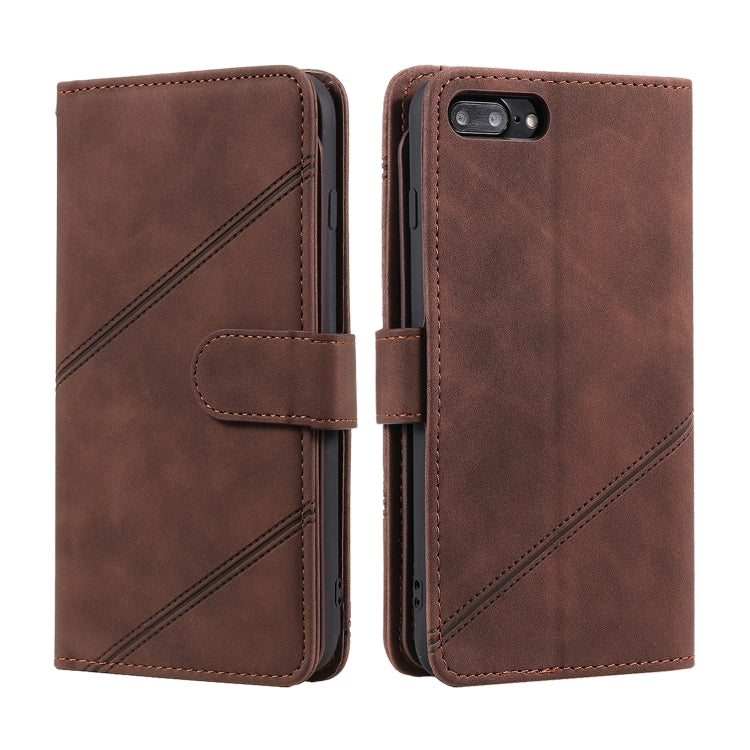 Skin Feel Business Horizontal Flip PU Leather Case with Holder & Multi-Card Slots & Wallet & Lanyard & Photo Frame For iPhone 8 Plus / 7 Plus