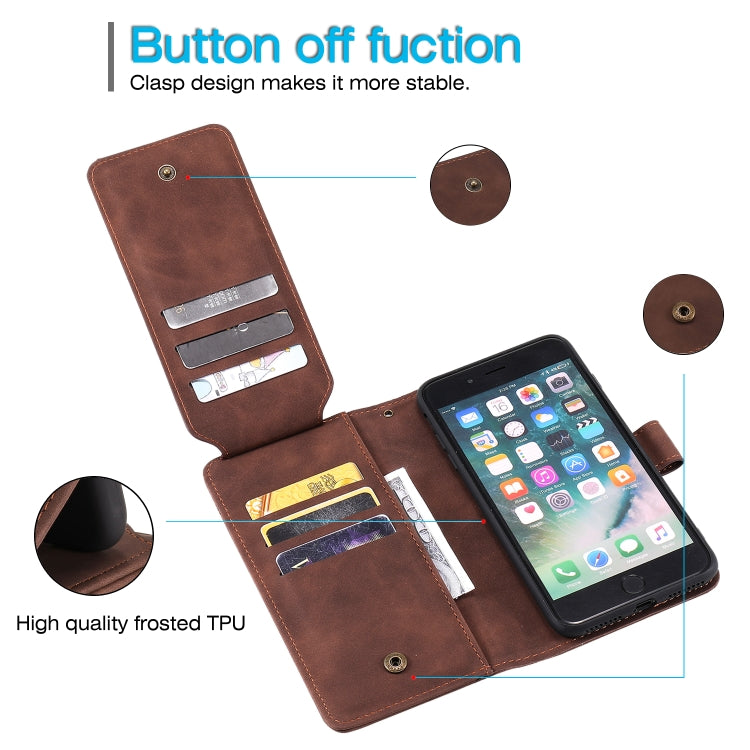 Skin Feel Business Horizontal Flip PU Leather Case with Holder & Multi-Card Slots & Wallet & Lanyard & Photo Frame For iPhone 8 Plus / 7 Plus