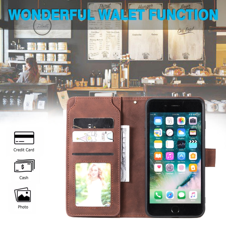 Skin Feel Business Horizontal Flip PU Leather Case with Holder & Multi-Card Slots & Wallet & Lanyard & Photo Frame For iPhone 8 Plus / 7 Plus