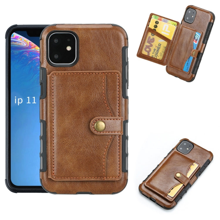 For iPhone 11 Retro Style Protective Case with Card Slot & Wallet