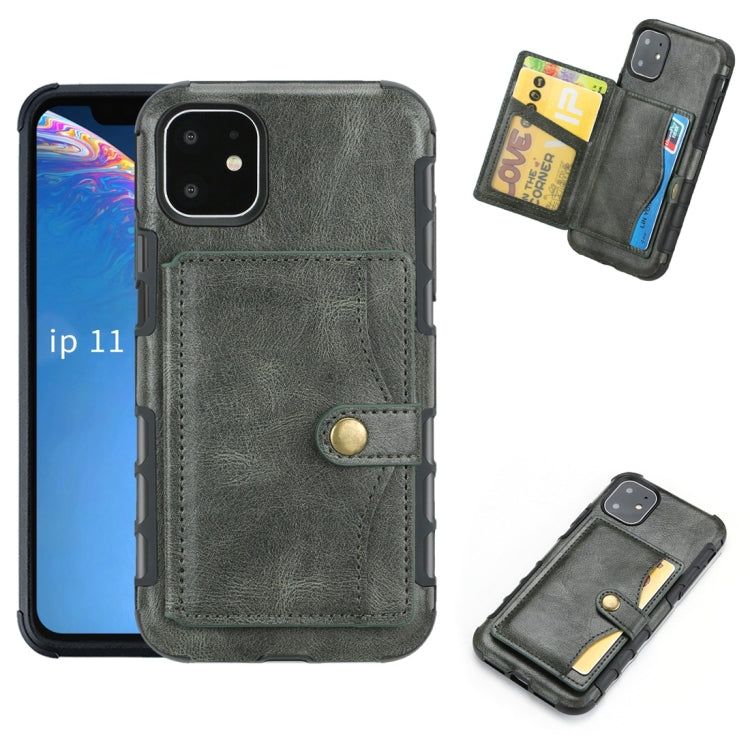 For iPhone 11 Retro Style Protective Case with Card Slot & Wallet
