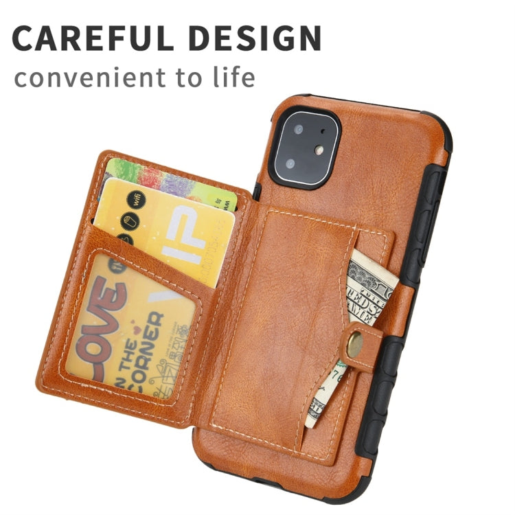 For iPhone 11 Retro Style Protective Case with Card Slot & Wallet