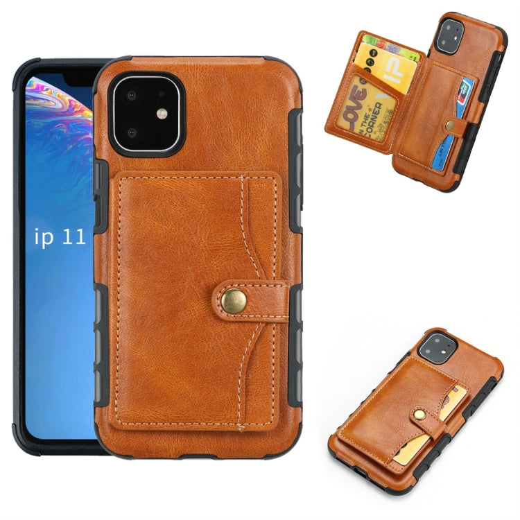 For iPhone 11 Retro Style Protective Case with Card Slot & Wallet
