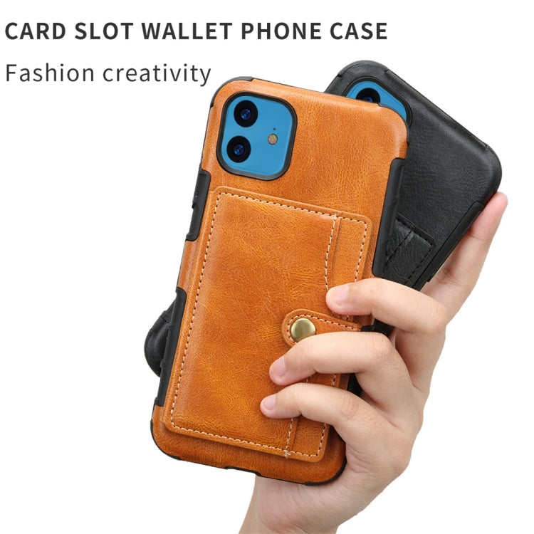 For iPhone 11 Retro Style Protective Case with Card Slot & Wallet