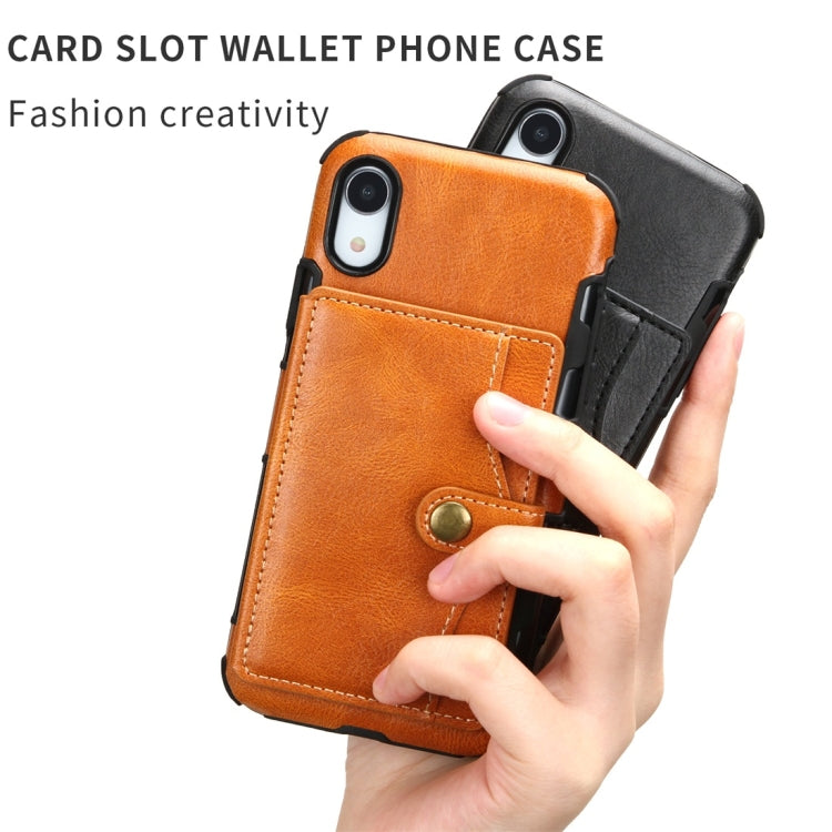 For iPhone XR Retro Style Protective Case with Card Slot & Wallet