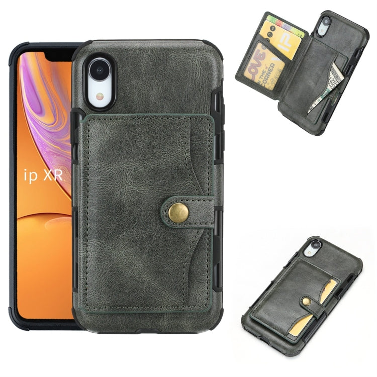 For iPhone XR Retro Style Protective Case with Card Slot & Wallet