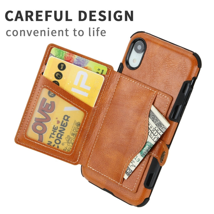 For iPhone XR Retro Style Protective Case with Card Slot & Wallet