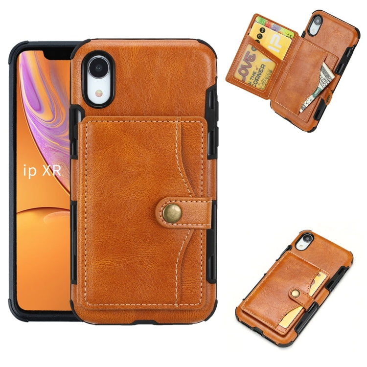 For iPhone XR Retro Style Protective Case with Card Slot & Wallet