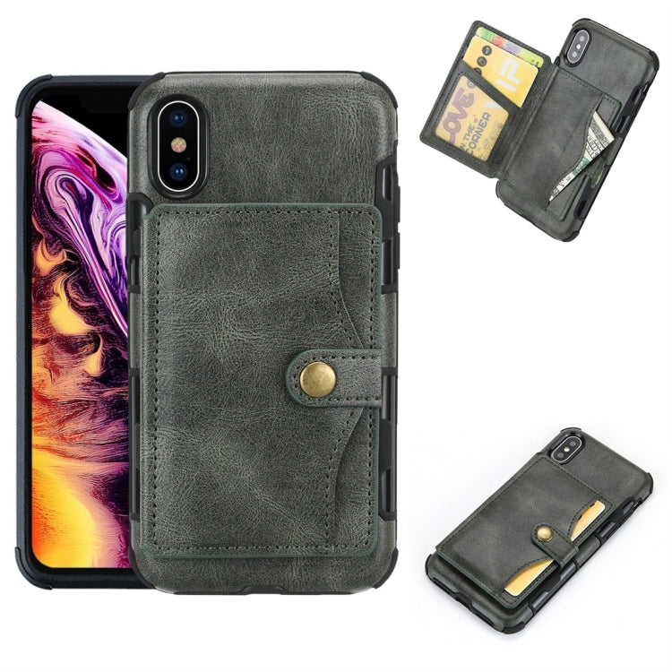 For iPhone XS Max Retro Style Protective Case with Card Slot & Wallet