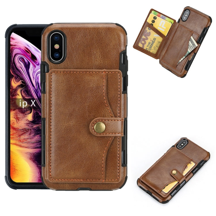 For iPhone X / XS Retro Style Protective Case with Card Slot & Wallet