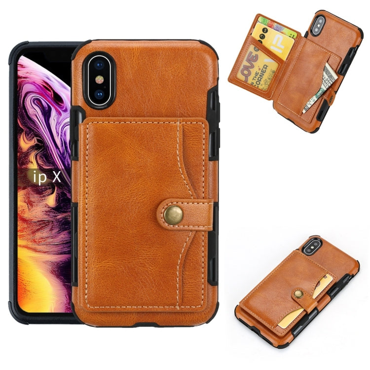 For iPhone X / XS Retro Style Protective Case with Card Slot & Wallet