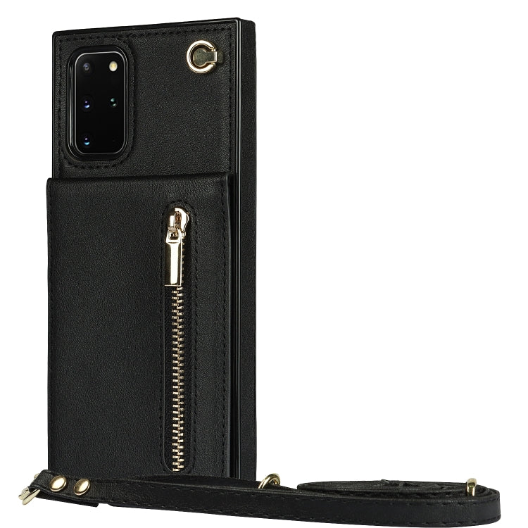 For Samsung Galaxy S20+ Cross-body Zipper Square TPU+PU Back Cover Case with Holder & Card Slots & Wallet & Strap