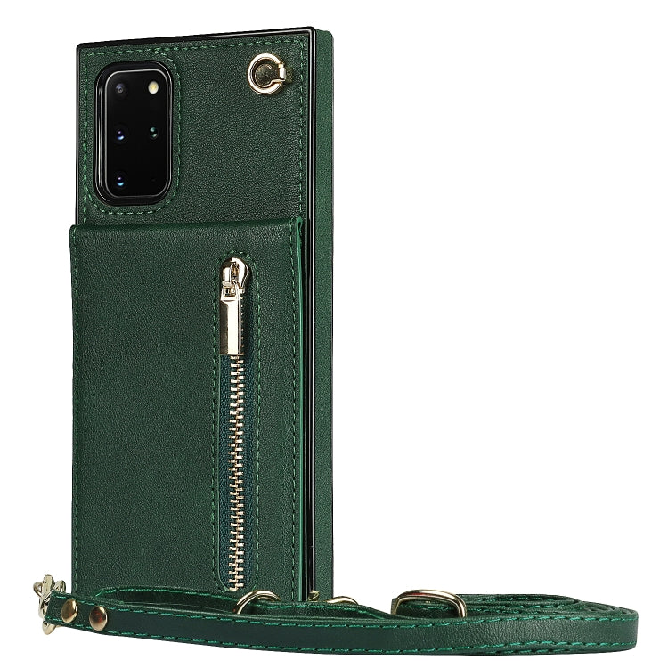 For Samsung Galaxy S20+ Cross-body Zipper Square TPU+PU Back Cover Case with Holder & Card Slots & Wallet & Strap