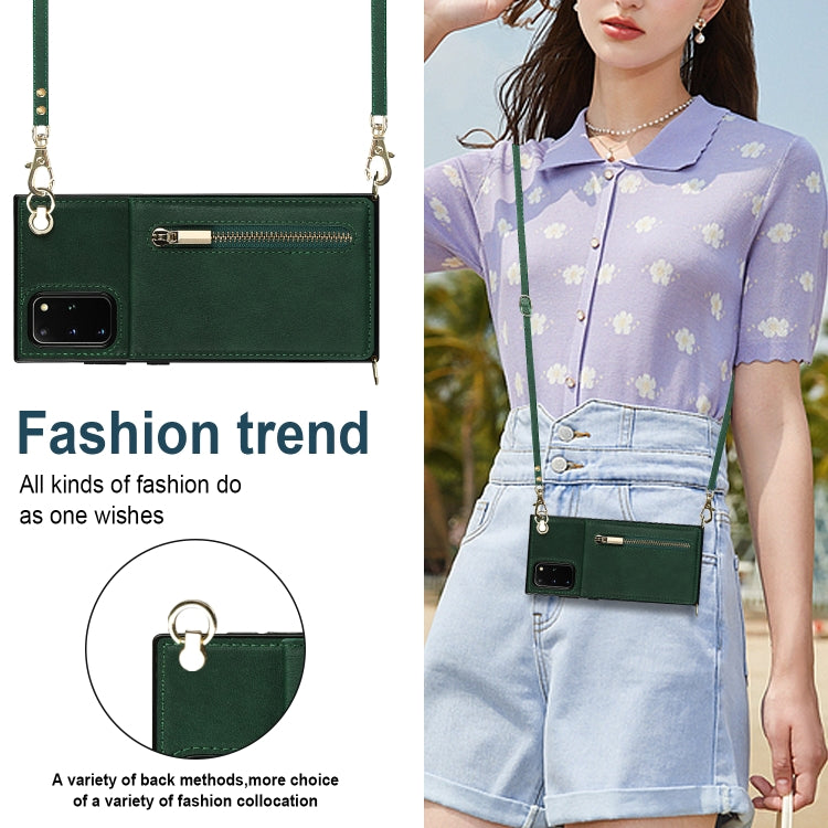For Samsung Galaxy S20+ Cross-body Zipper Square TPU+PU Back Cover Case with Holder & Card Slots & Wallet & Strap
