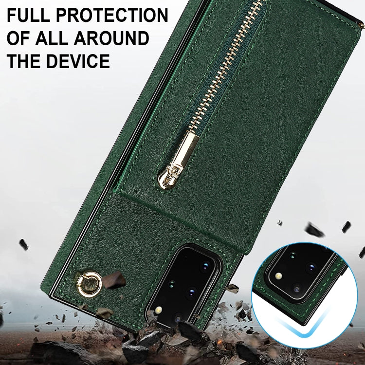 For Samsung Galaxy S20+ Cross-body Zipper Square TPU+PU Back Cover Case with Holder & Card Slots & Wallet & Strap