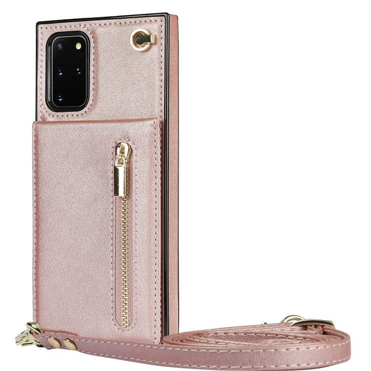 For Samsung Galaxy S20+ Cross-body Zipper Square TPU+PU Back Cover Case with Holder & Card Slots & Wallet & Strap