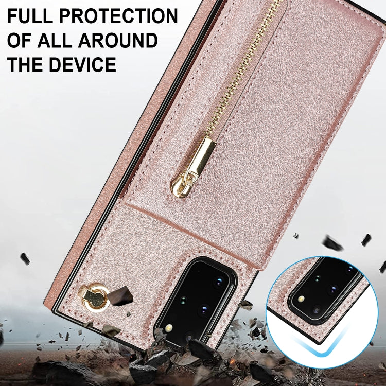 For Samsung Galaxy S20+ Cross-body Zipper Square TPU+PU Back Cover Case with Holder & Card Slots & Wallet & Strap
