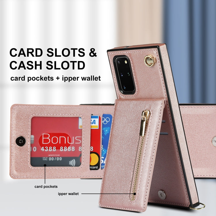 For Samsung Galaxy S20+ Cross-body Zipper Square TPU+PU Back Cover Case with Holder & Card Slots & Wallet & Strap