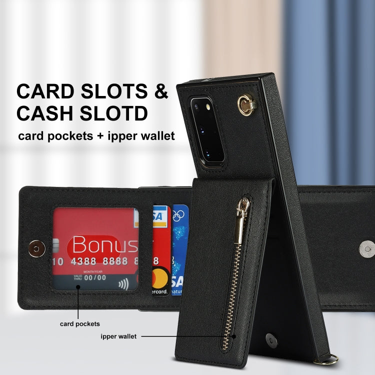 For Samsung Galaxy S20 FE 5G Cross-body Zipper Square TPU+PU Back Cover Case with Holder & Card Slots & Wallet & Strap