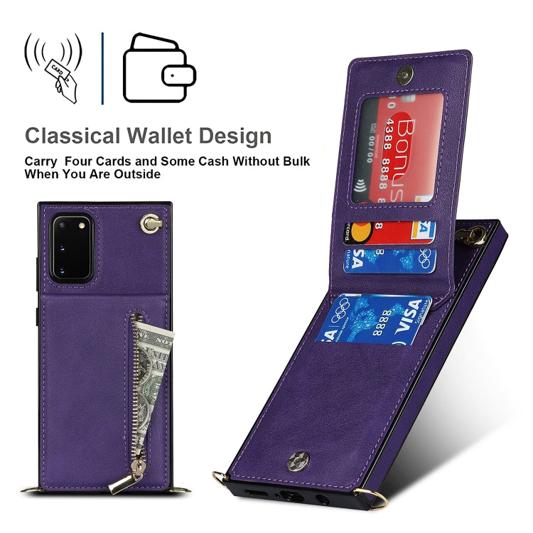 For Samsung Galaxy S20 FE 5G Cross-body Zipper Square TPU+PU Back Cover Case with Holder & Card Slots & Wallet & Strap