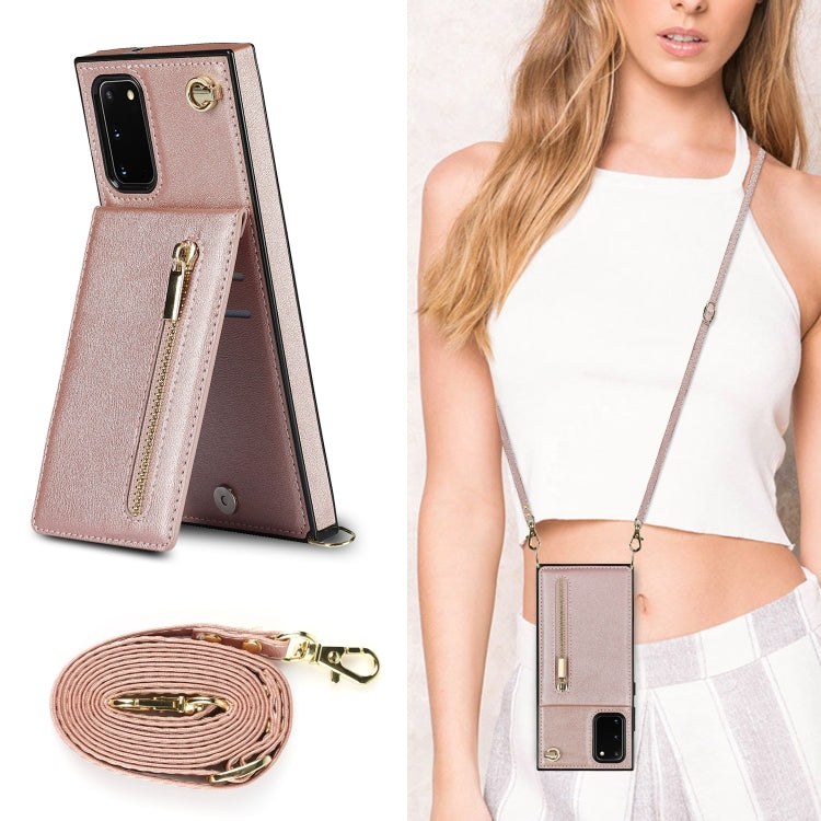 For Samsung Galaxy S20 FE 5G Cross-body Zipper Square TPU+PU Back Cover Case with Holder & Card Slots & Wallet & Strap