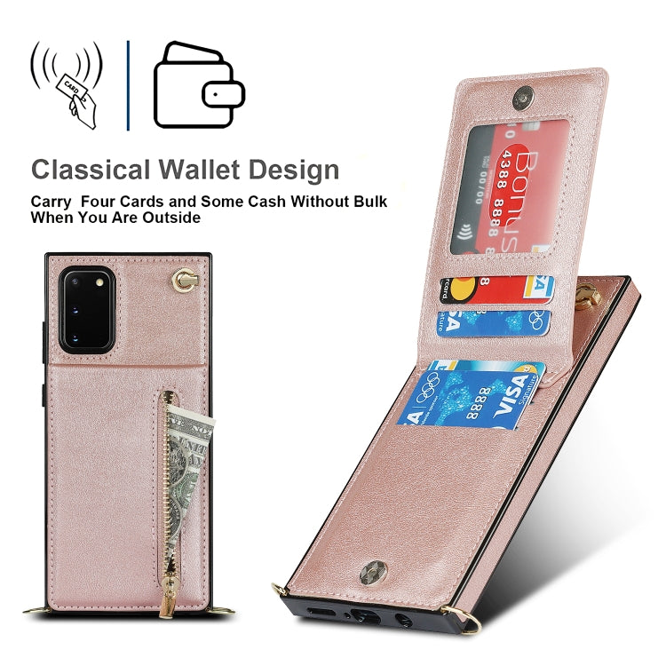 For Samsung Galaxy S20 FE 5G Cross-body Zipper Square TPU+PU Back Cover Case with Holder & Card Slots & Wallet & Strap