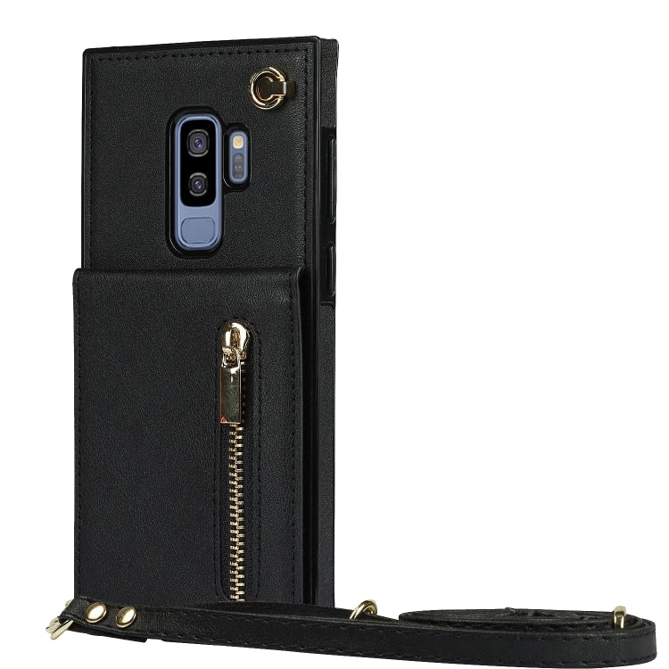 For Samsung Galaxy S9 Plus Cross-body Zipper Square TPU+PU Back Cover Case with Holder & Card Slots & Wallet & Strap