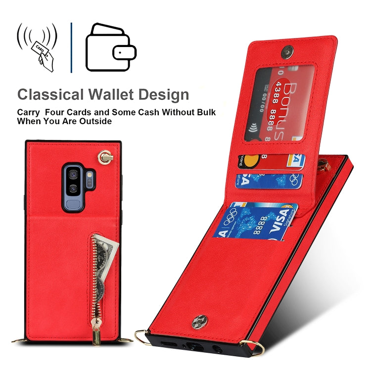 For Samsung Galaxy S9 Plus Cross-body Zipper Square TPU+PU Back Cover Case with Holder & Card Slots & Wallet & Strap