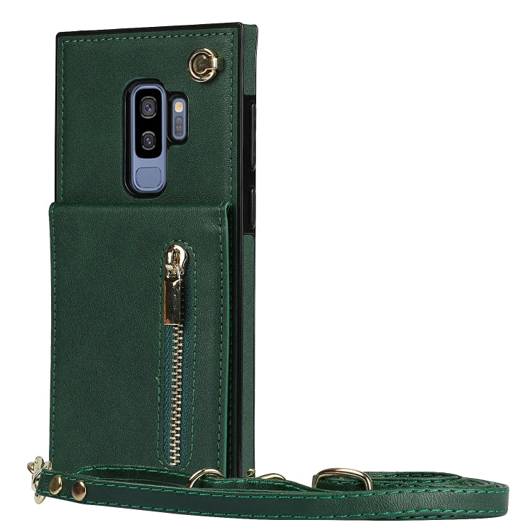 For Samsung Galaxy S9 Plus Cross-body Zipper Square TPU+PU Back Cover Case with Holder & Card Slots & Wallet & Strap