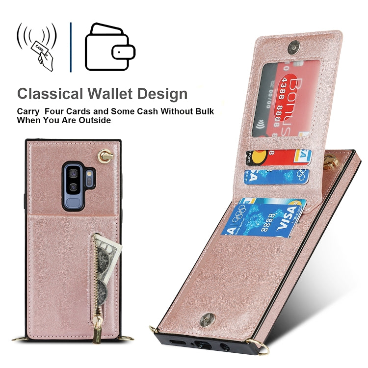 For Samsung Galaxy S9 Plus Cross-body Zipper Square TPU+PU Back Cover Case with Holder & Card Slots & Wallet & Strap