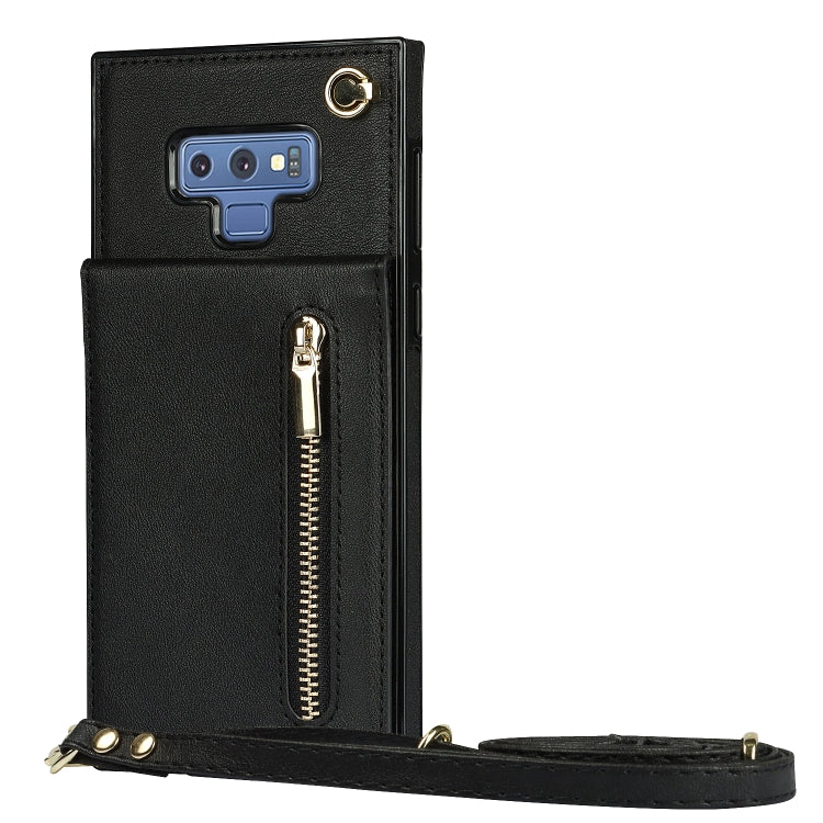 For Samsung Galaxy Note9 Cross-body Zipper Square TPU+PU Back Cover Case with Holder & Card Slots & Wallet & Strap