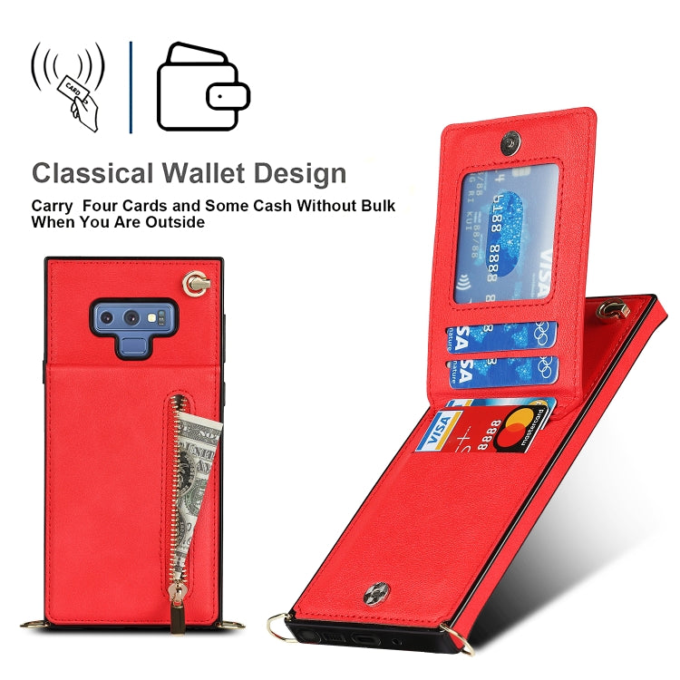 For Samsung Galaxy Note9 Cross-body Zipper Square TPU+PU Back Cover Case with Holder & Card Slots & Wallet & Strap